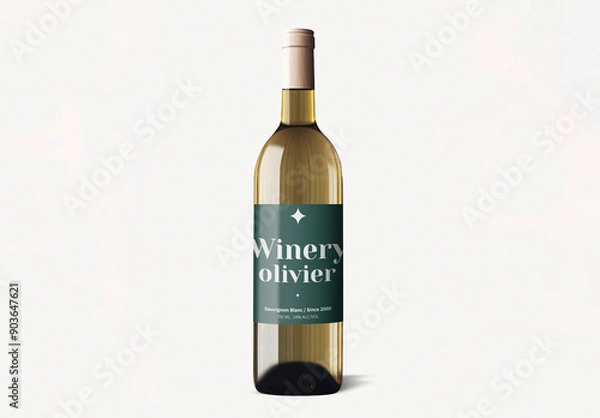 Obraz Brandign Wine Bottle Label Mockup With Generative AI