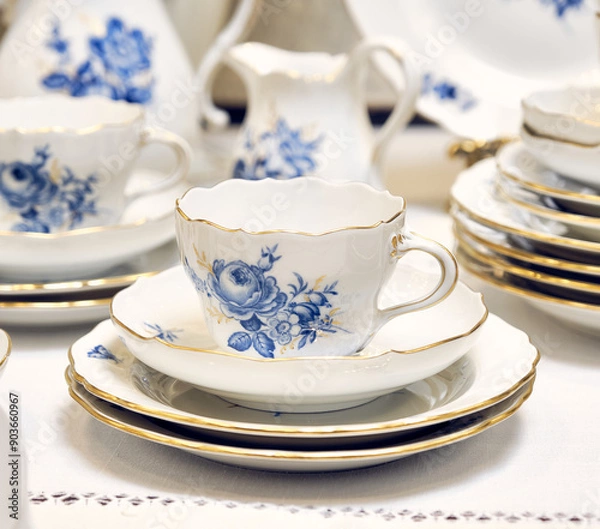 Obraz Of course, we consider the Meissen manufactory to be the trendsetter of the porcelain fashion of the onion set. 
It was there that the famous "onion decor" or zwiebelmuster was born in the 1740s as
an