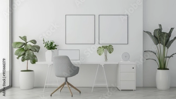 Fototapeta Workplace mental health awareness posters in an office setting
