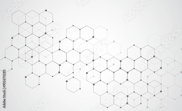Obraz Hexagon background design,molecular structures on gray