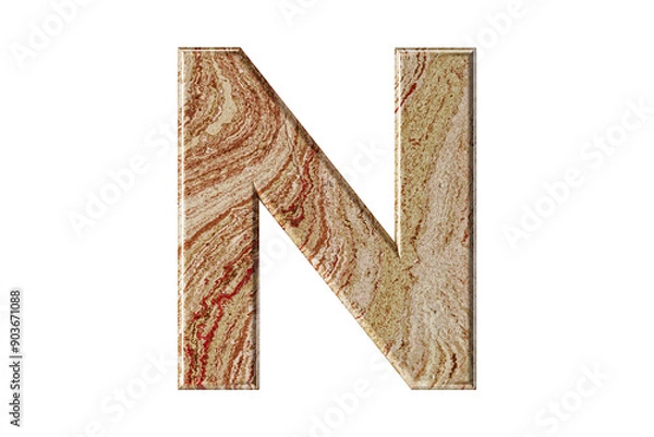 Fototapeta Letter sculpted from warm-toned marble, stands tall and elegant, a symbol of resilience and refinement. 3d illustration of iron alphabet isolated on white background, 3d render