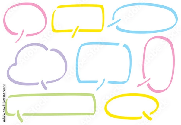 Fototapeta 蛍光ペンの線画吹き出し　カラフル　透過