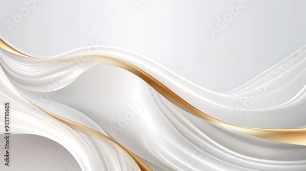 Obraz Abstract white and gold wave background.
