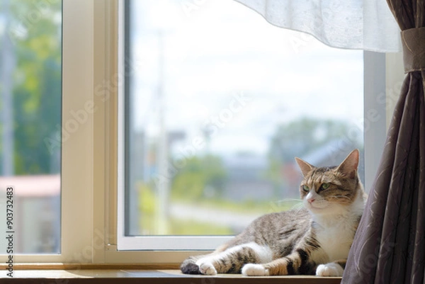 Obraz 窓際の猫