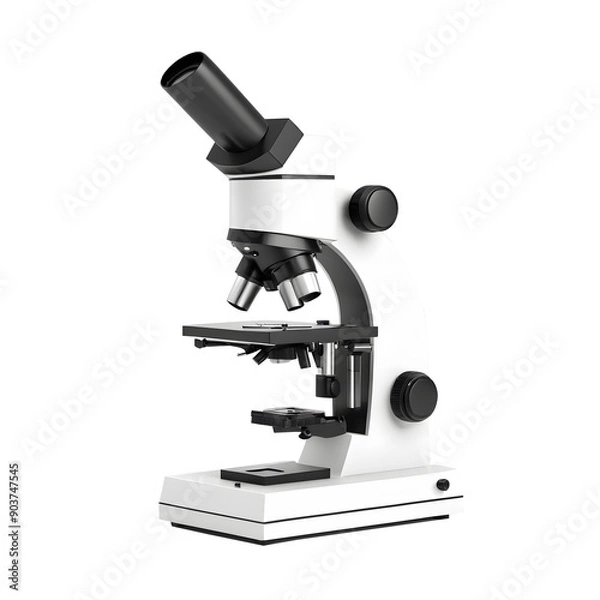 Fototapeta 3D rendering of microscope isolated on transparent background
