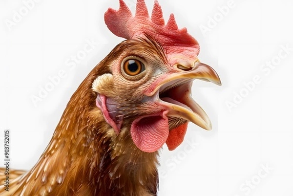 Obraz Close-Up of a Vibrant Chicken with an Expressive Beak and Feathers