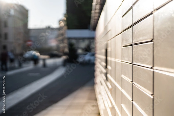 Fototapeta parcel lockers on every street corner - remote opening - machines supporting e-commerce