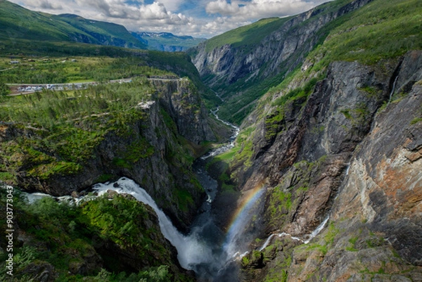 Fototapeta Cascata con arcobaleno