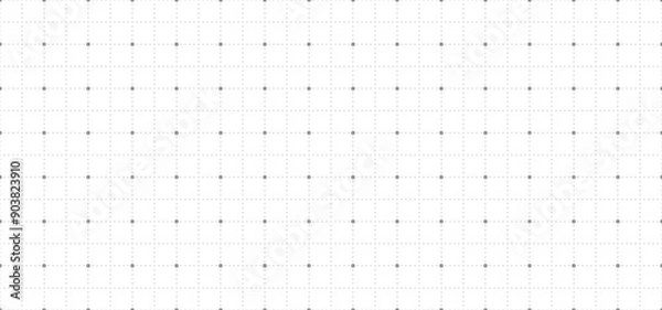 Obraz Coordinating Grid Background. Seamless gray grid pattern with dots and lines, creating geometric digital design in hi-tech, futuristic style, suitable for technological and abstract themes.