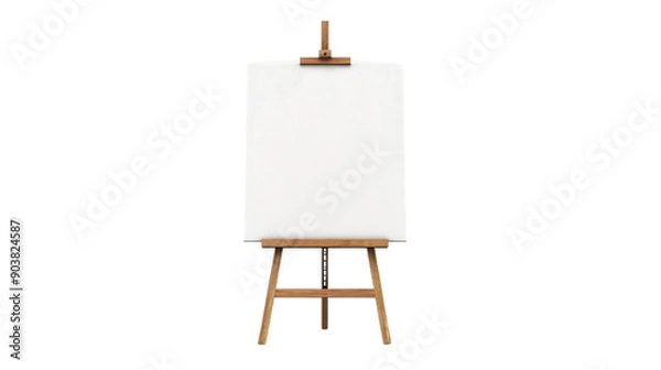Fototapeta Easel with blank canvas on transparent background