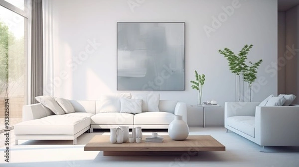 Fototapeta livingroom blurred modern house interior