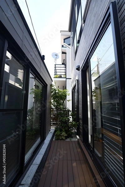 Obraz Modern Architecture Design with Wood Decking