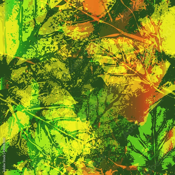 Fototapeta Seamless imprints pattern of the leafs. 