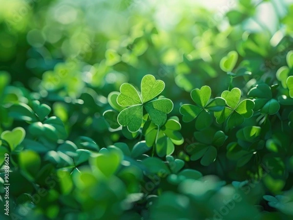 Fototapeta A close-up shot of a bunch of green leaves, perfect for nature or environmental-related designs