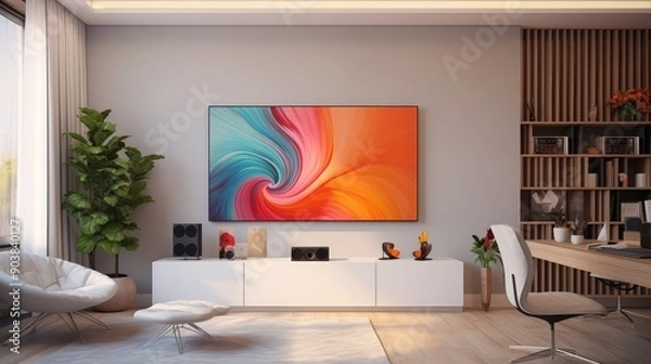 Fototapeta high tv on office wall