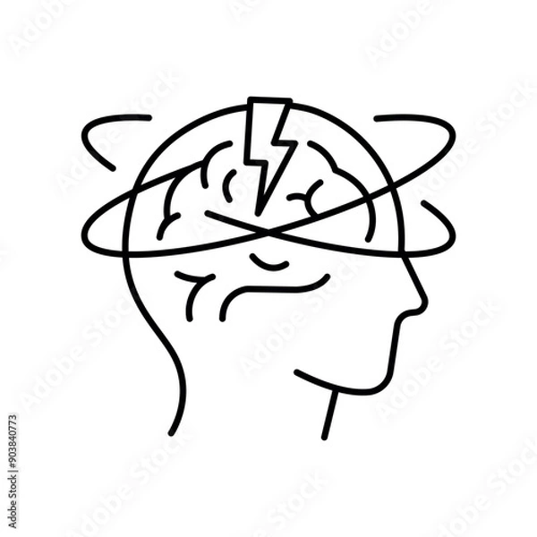 Fototapeta Migraine line black icon. Sign for web page, mobile app,