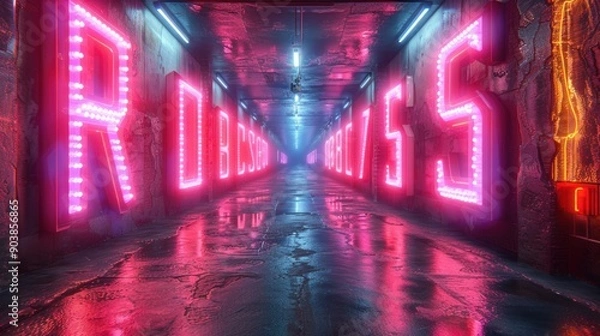 Fototapeta Neon Lights Tunnel