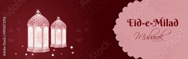 Obraz Vector illustration of Eid-e-Milad an-Nabi social media feed template