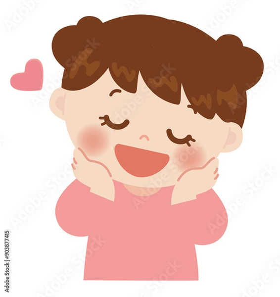 Fototapeta うっとりとした表情の女の子のイラスト