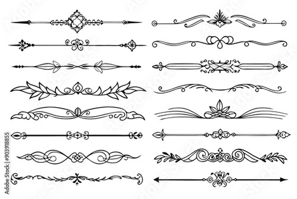 Obraz Stylish hand drawn dividers set in different styles, perfect for adding a touch of creativity to your designs.
