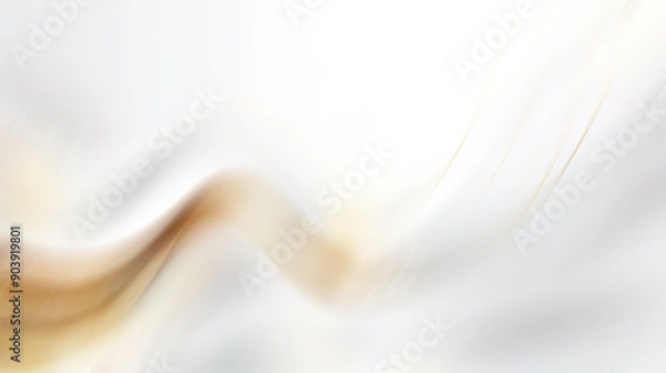 Fototapeta Abstract background with a soft white and gold gradient and flowing lines.