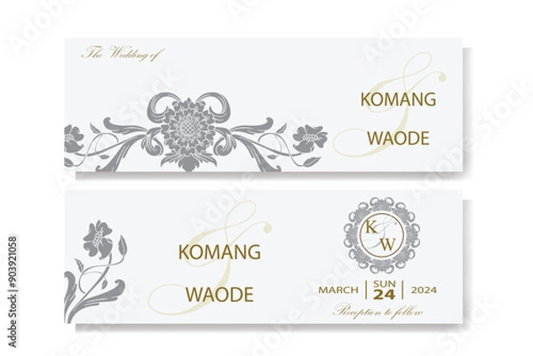 Fototapeta The Blooms Greenery Floral Foliage Ornament Corner Text Separator Elegance Frame for Invitations