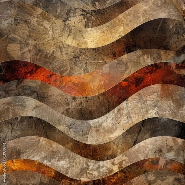 Obraz Abstract wavy pattern with brown, orange, and red colors