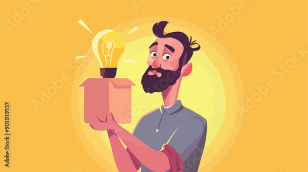 Fototapeta Thinking Outside the Box: Innovative Concept. Businessman Generates New Ideas. Creative Solution Finding. Success in Innovation. Modern Business Creativity. Inspirational Entrepreneurial Thinking.