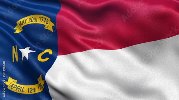 Fototapeta US state flag of North Carolina with great texture detail
