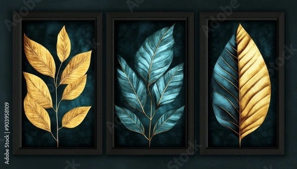 Fototapeta Colorful abstract leaf canvases.
