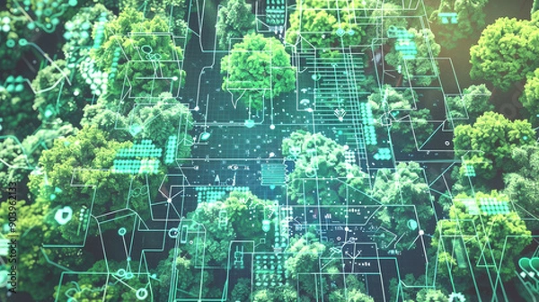 Obraz AI systems analyzing environmental data to develop innovative solutions for combating climate change and promoting sustainability