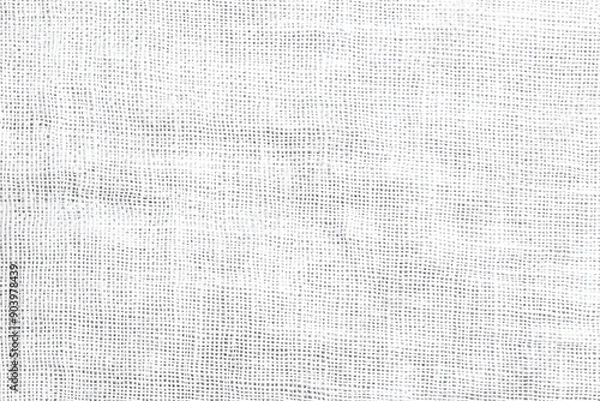 Fototapeta White jute hessian sackcloth canvas sack cloth woven texture pattern background in white light grey color