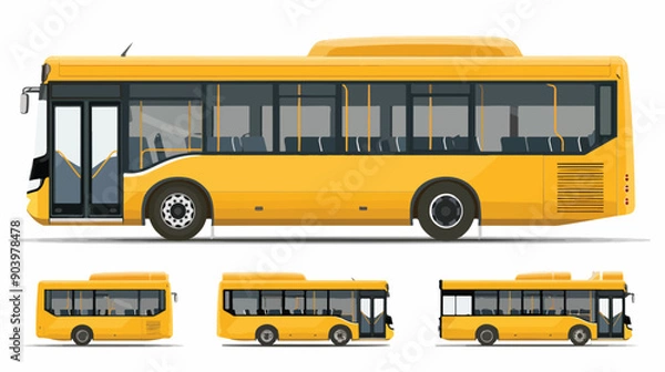 Fototapeta Yellow City Bus from Different Sides and Front View