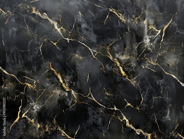 Fototapeta Abstract black and gold marble texture background.