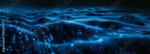 Fototapeta Digital image depicting cloud computing with abstract elements representing data processing and AI operations. Network and internet, AI generated