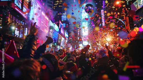 Obraz A vibrant New Year's Eve celebration in Times Square