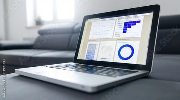 Fototapeta Laptop Displaying Data Analytics