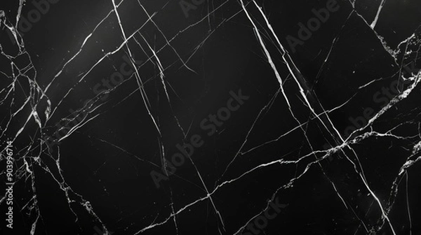 Fototapeta Abstract black marble texture with white veins.  Perfect for background or overlay.