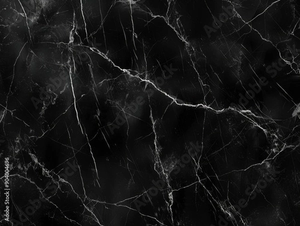Fototapeta Black marble texture with white veins. Seamless pattern for design.