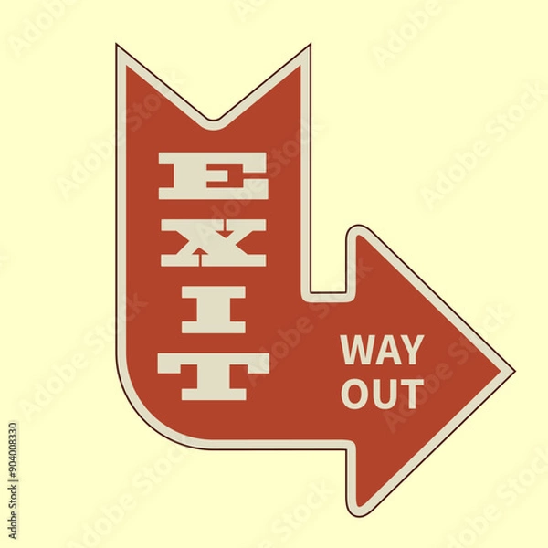 Obraz Vintage arrow and with inscription Exit, Way Out. Design element