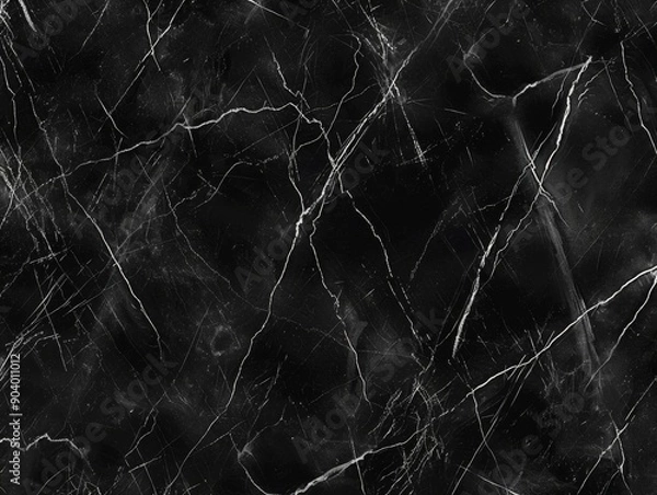 Obraz Black marble texture with white veins. Seamless pattern.