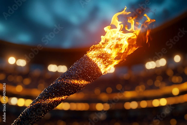 Fototapeta Athletes ran with Olympic flame on the FEFU campus on the eve 