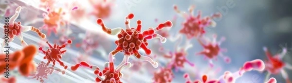 Obraz Microbiological Exploration: Detailed Close-up of Bacterial Colonies on Bathroom Countertop with Copy Space for Text