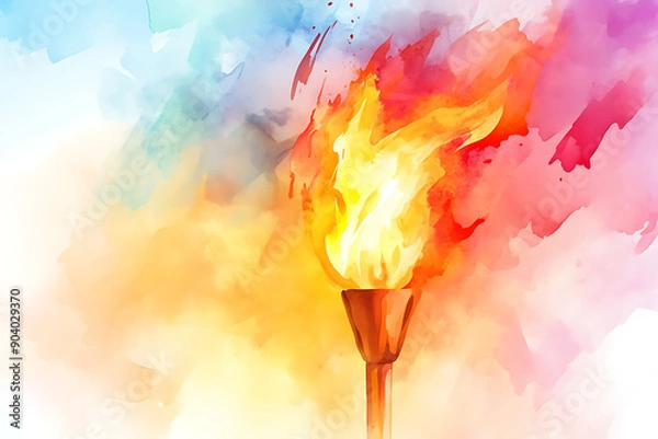 Obraz torch with fire flame. power and liberty concept -  illustration