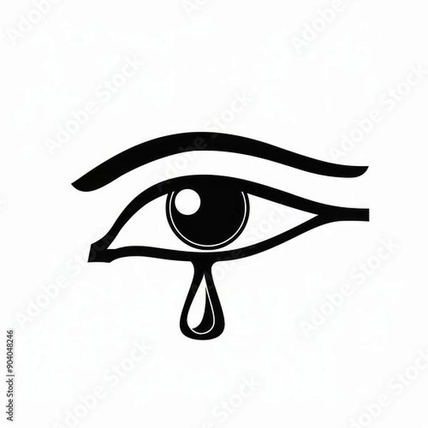 Fototapeta Medium shot of vector simple eye of horus, egyptian symbol, black, vector illustration 