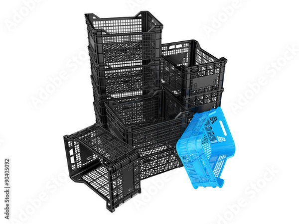 Obraz Plastic crates. 3D isolated