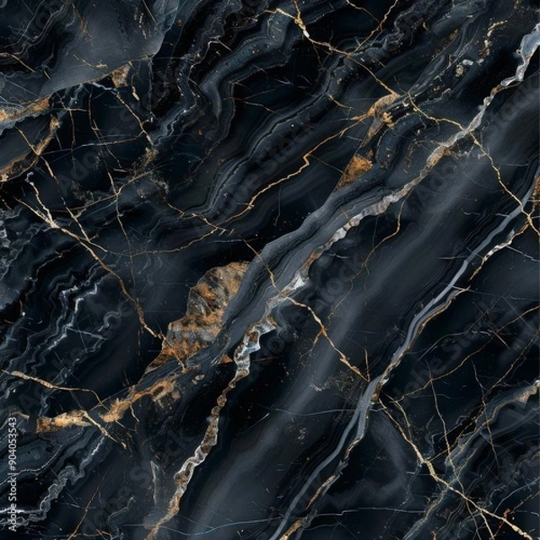 Obraz Abstract background of black marble with gold veins.