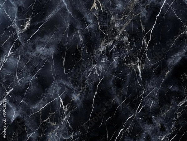 Obraz Abstract black marble texture with white veins.