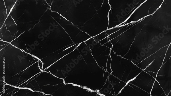 Obraz Black marble texture with white veins background.