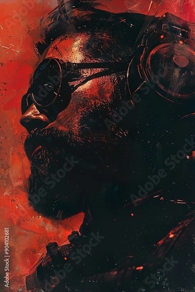 Fototapeta Retro style space pilot stranded on an alien planet trying to survive